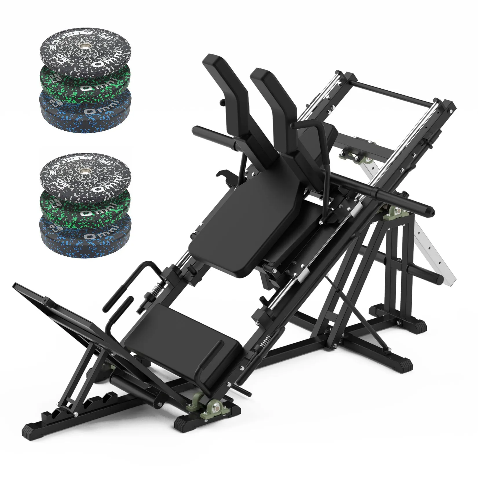 EonfitOmni 3 In 1 Leg Press Hack Squat Machine,  Adjustable Leg Press Machine for Home Gym with Linear Bearing, Professional (Reverse) Hack Squat Machine Lower Body Strength Training w/ Weight Storages
