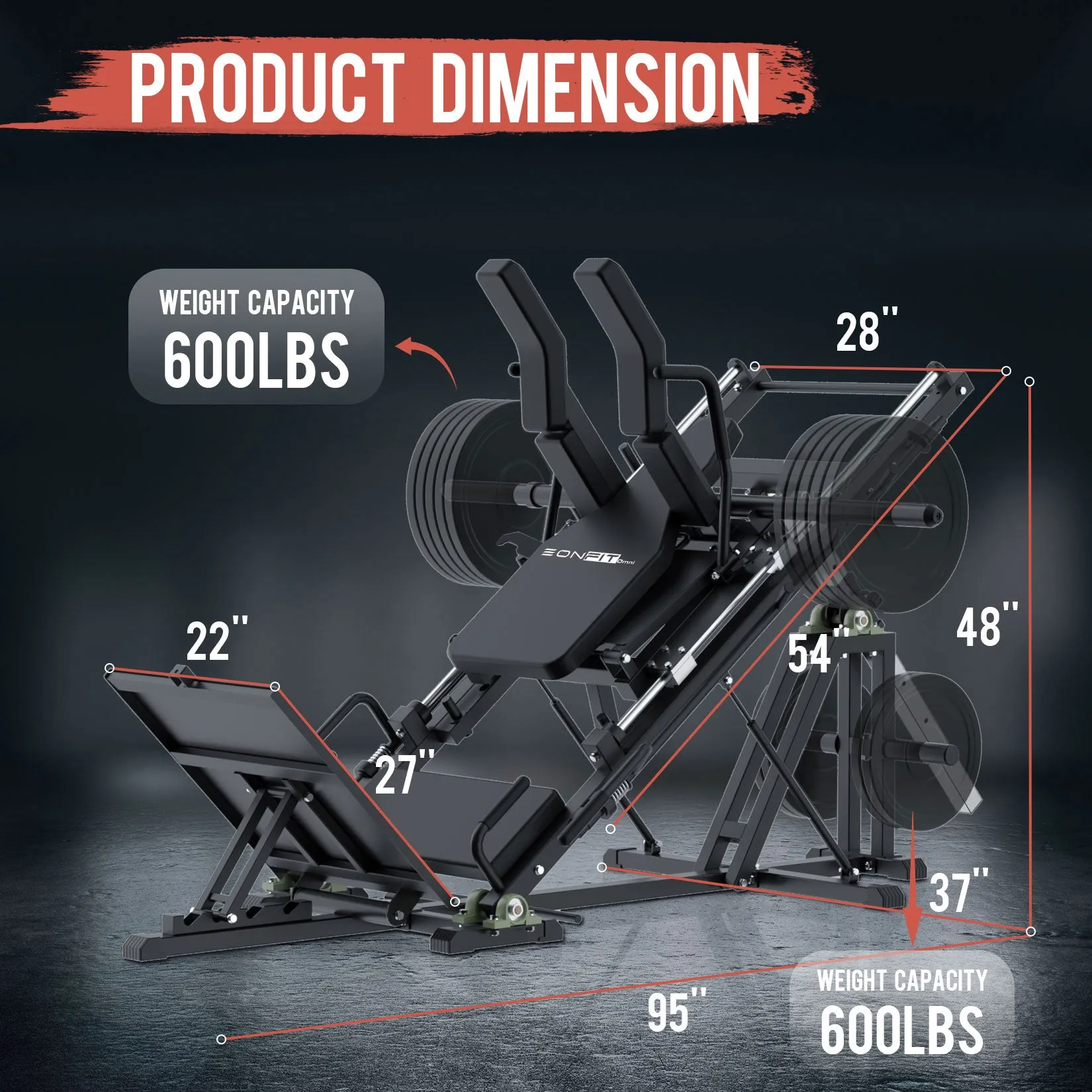 EonfitOmni 3 In 1 Leg Press Hack Squat Machine,  Adjustable Leg Press Machine for Home Gym with Linear Bearing, Professional (Reverse) Hack Squat Machine Lower Body Strength Training w/ Weight Storages