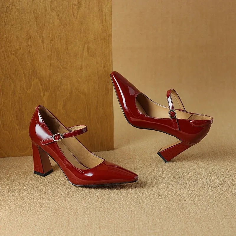 Glossy Pointed Toe Pumps High Heeled Shoes