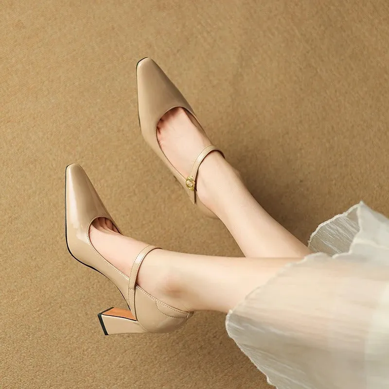 Glossy Pointed Toe Pumps High Heeled Shoes