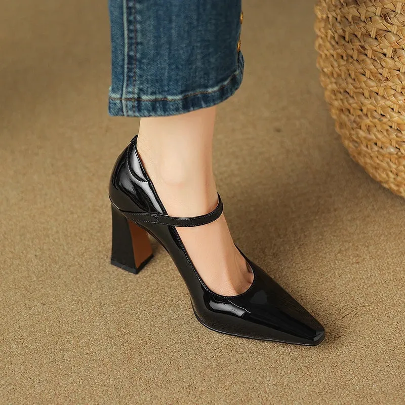 Glossy Pointed Toe Pumps High Heeled Shoes