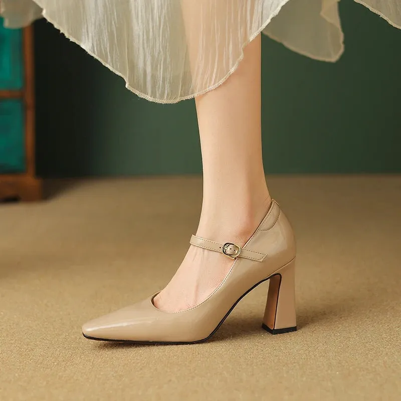 Glossy Pointed Toe Pumps High Heeled Shoes