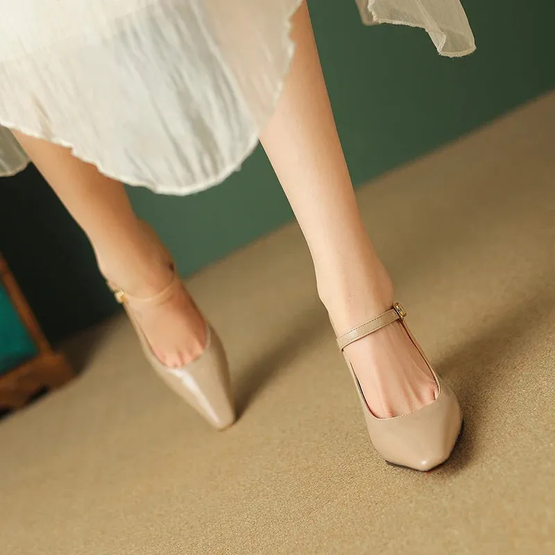 Glossy Pointed Toe Pumps High Heeled Shoes