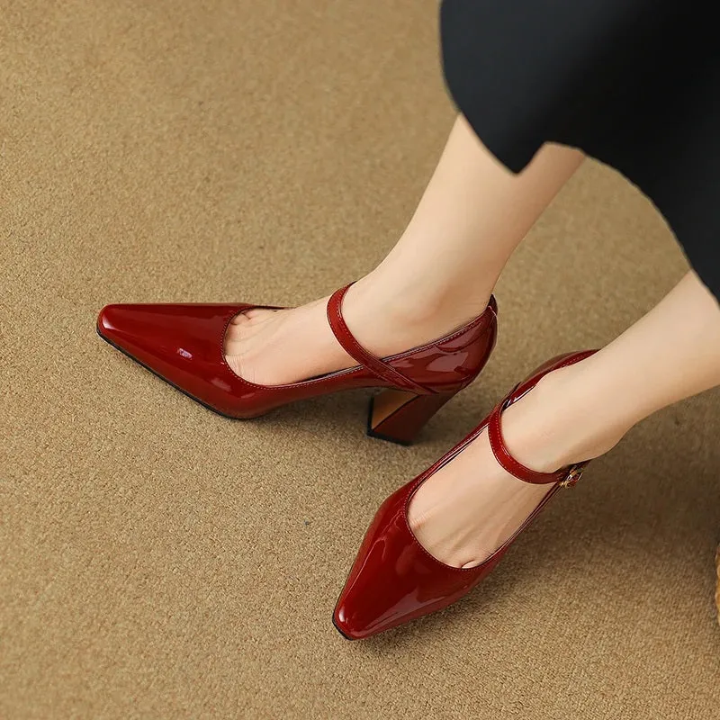 Glossy Pointed Toe Pumps High Heeled Shoes