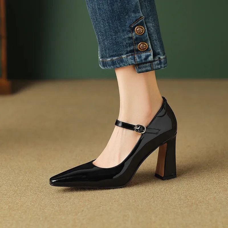 Glossy Pointed Toe Pumps High Heeled Shoes