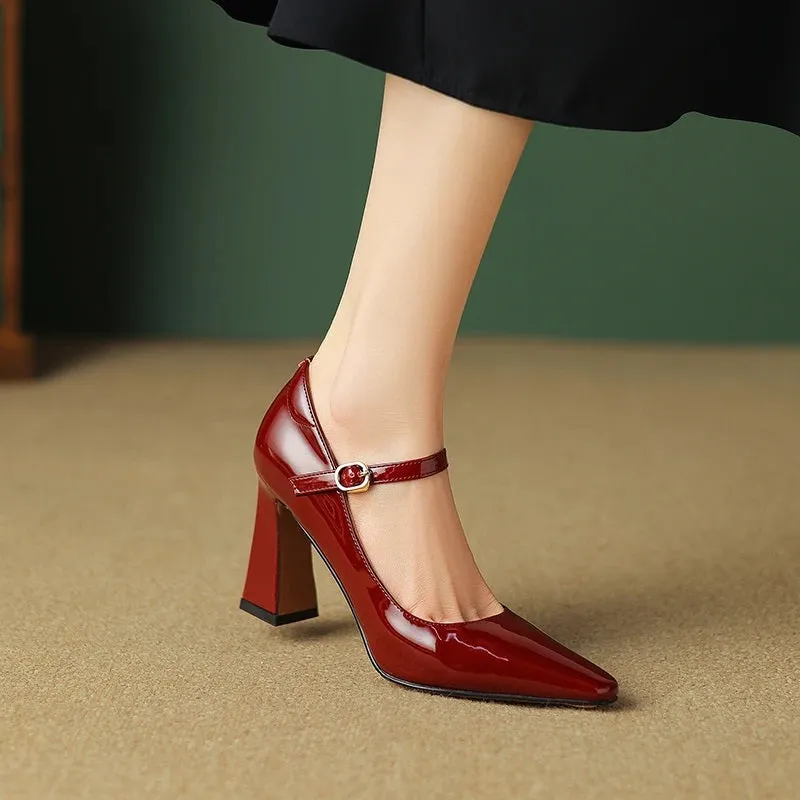 Glossy Pointed Toe Pumps High Heeled Shoes