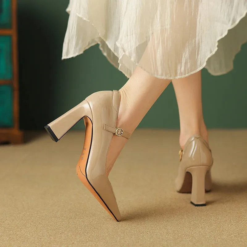 Glossy Pointed Toe Pumps High Heeled Shoes