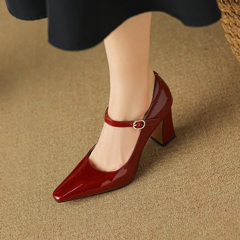 Glossy Pointed Toe Pumps High Heeled Shoes