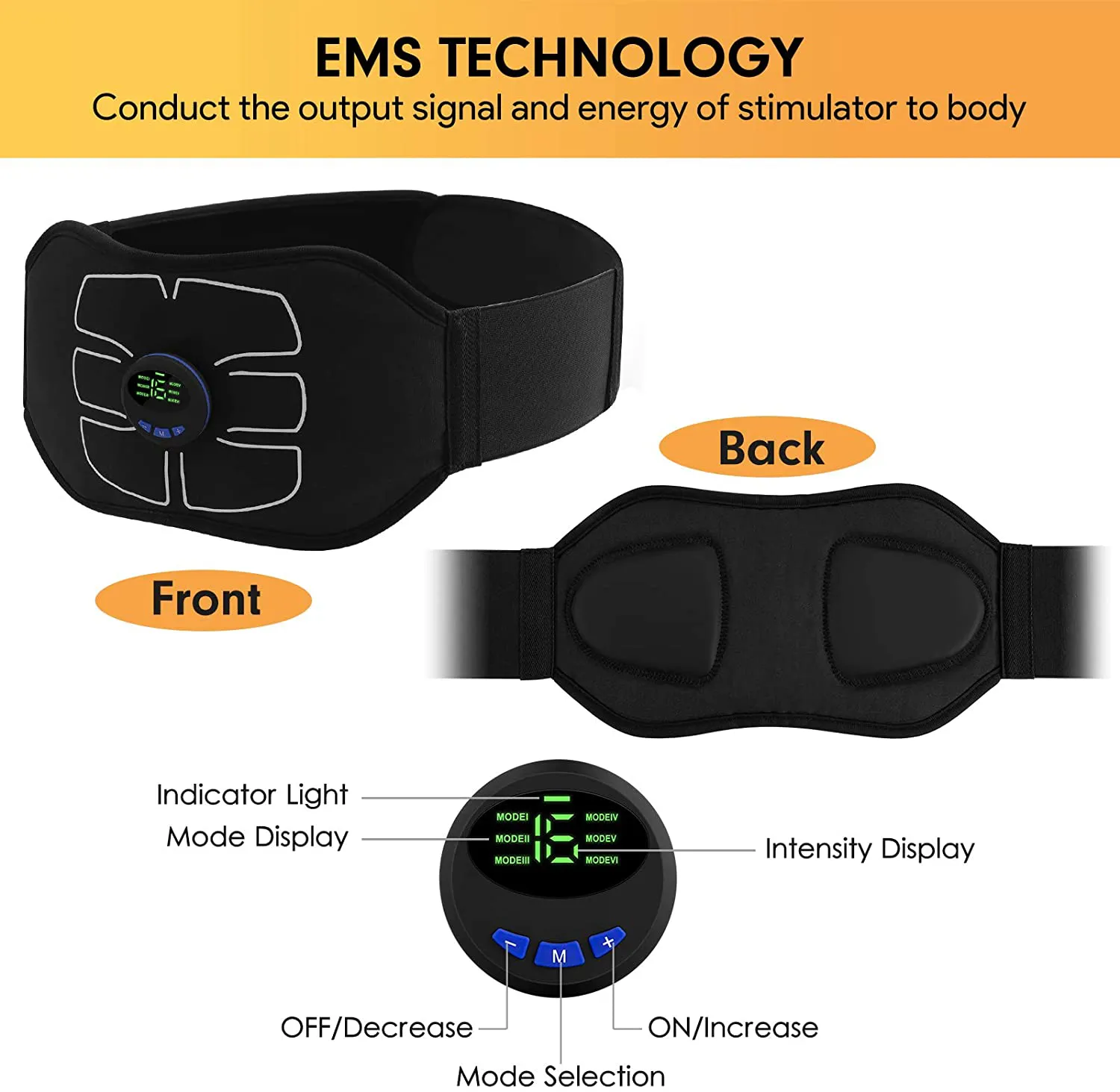 MarCoolTrip MZ ABS Stimulator,Ab Machine,Abdominal Toning Belt Workout Portable Ab Stimulator Home Office Fitness Workout Equipment for Abdomen/Arm/Leg