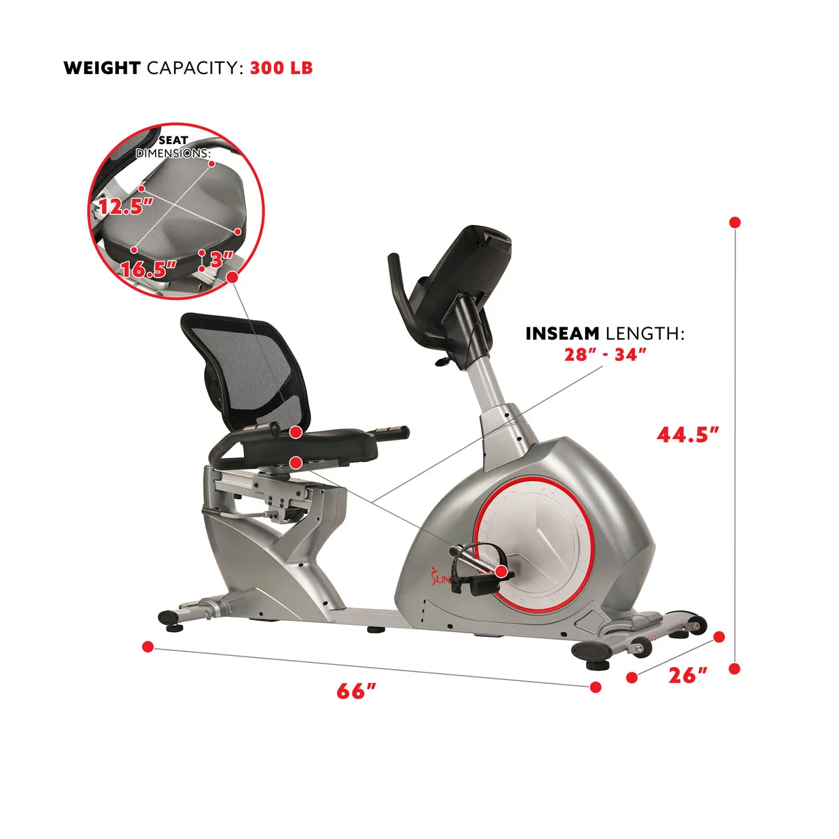 Recumbent Bike Exercise Bike, Self-Powered Cycling for USB Charging Function