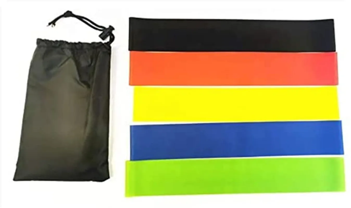 Set of 5 Resistance Loop Exercise Bands, 12-Inch Workout Stretch Bands for Legs, Butt & Glutes