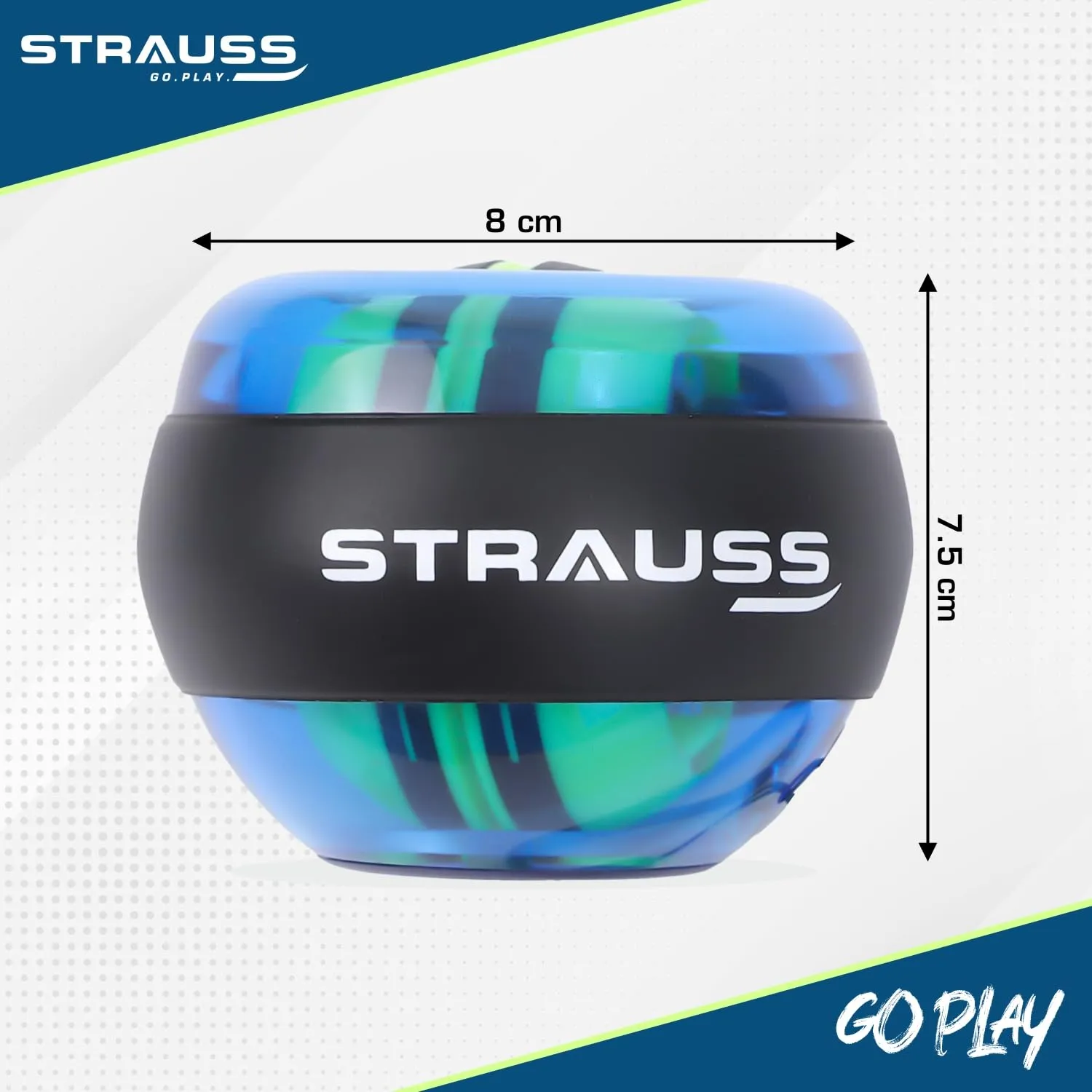 STRAUSS Wrist Gyro Ball | Ideal for Wrist Training, Strengthening Arms, Fingers | Power Wrist Ball, Hand Enhancer, Forearm Exerciser,Self-Starting Wrist Trainer Ball with LED Light,(Blue&Yellow)