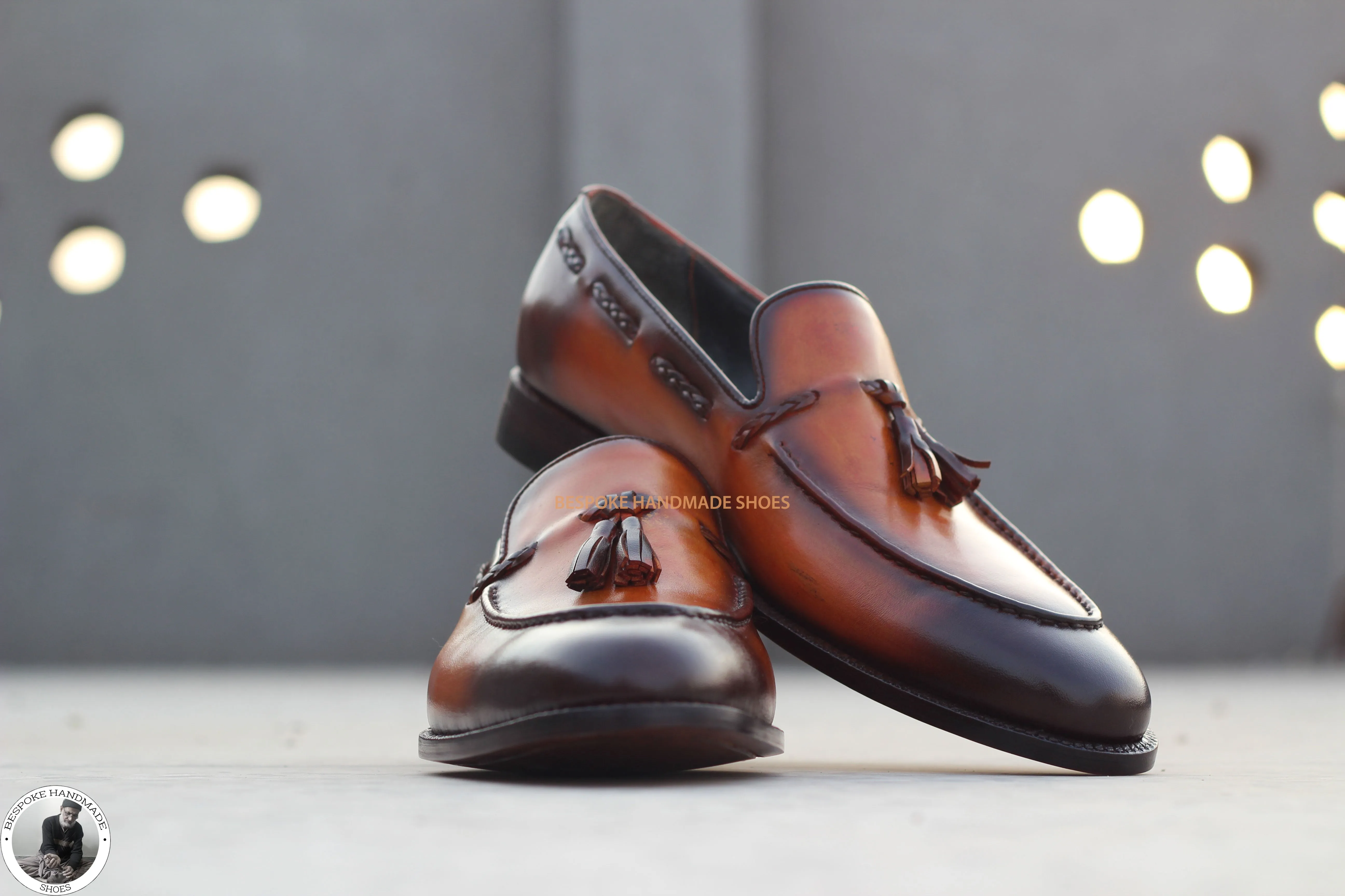 Tailor Made Brown Calf Leather Black Shaded Slip On Moccasin Casual Shoes