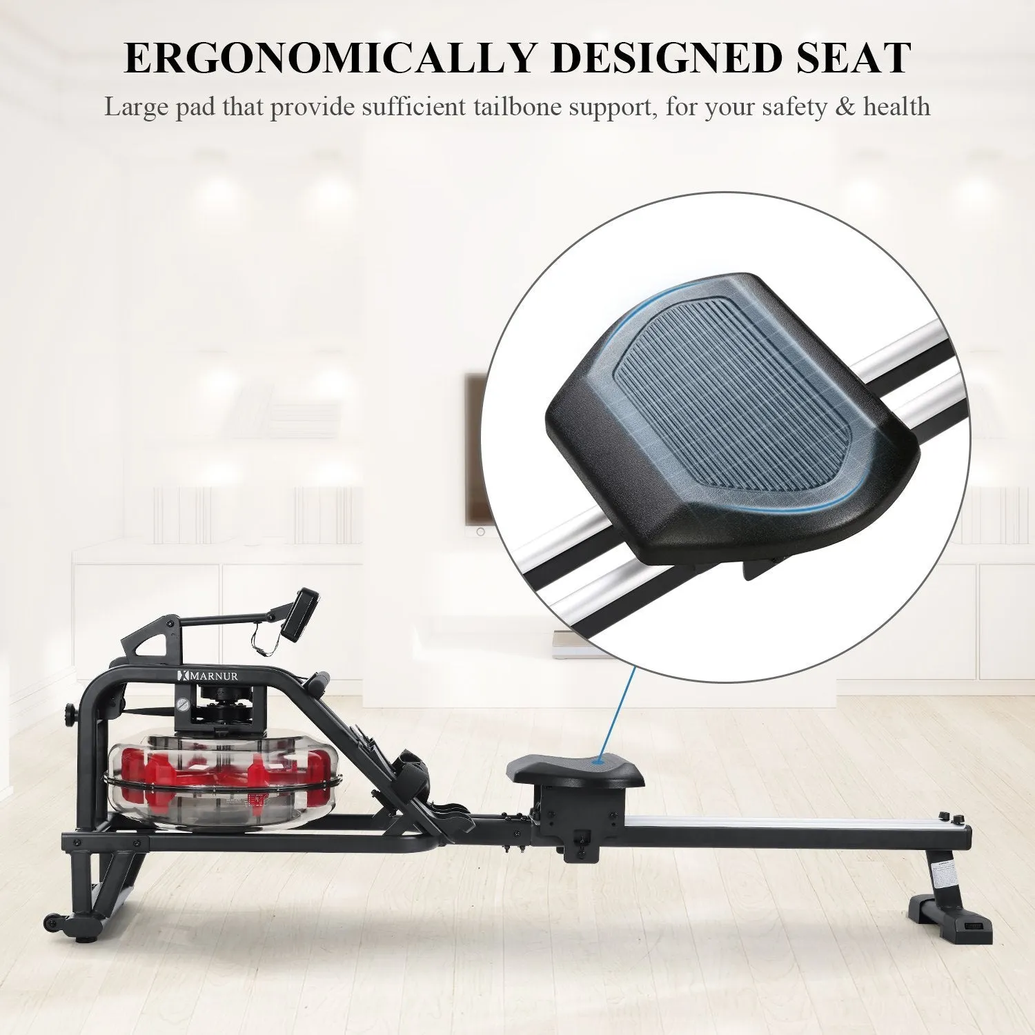 Water Rowing Machine for Home Use, Portable Double Track Water Resistance