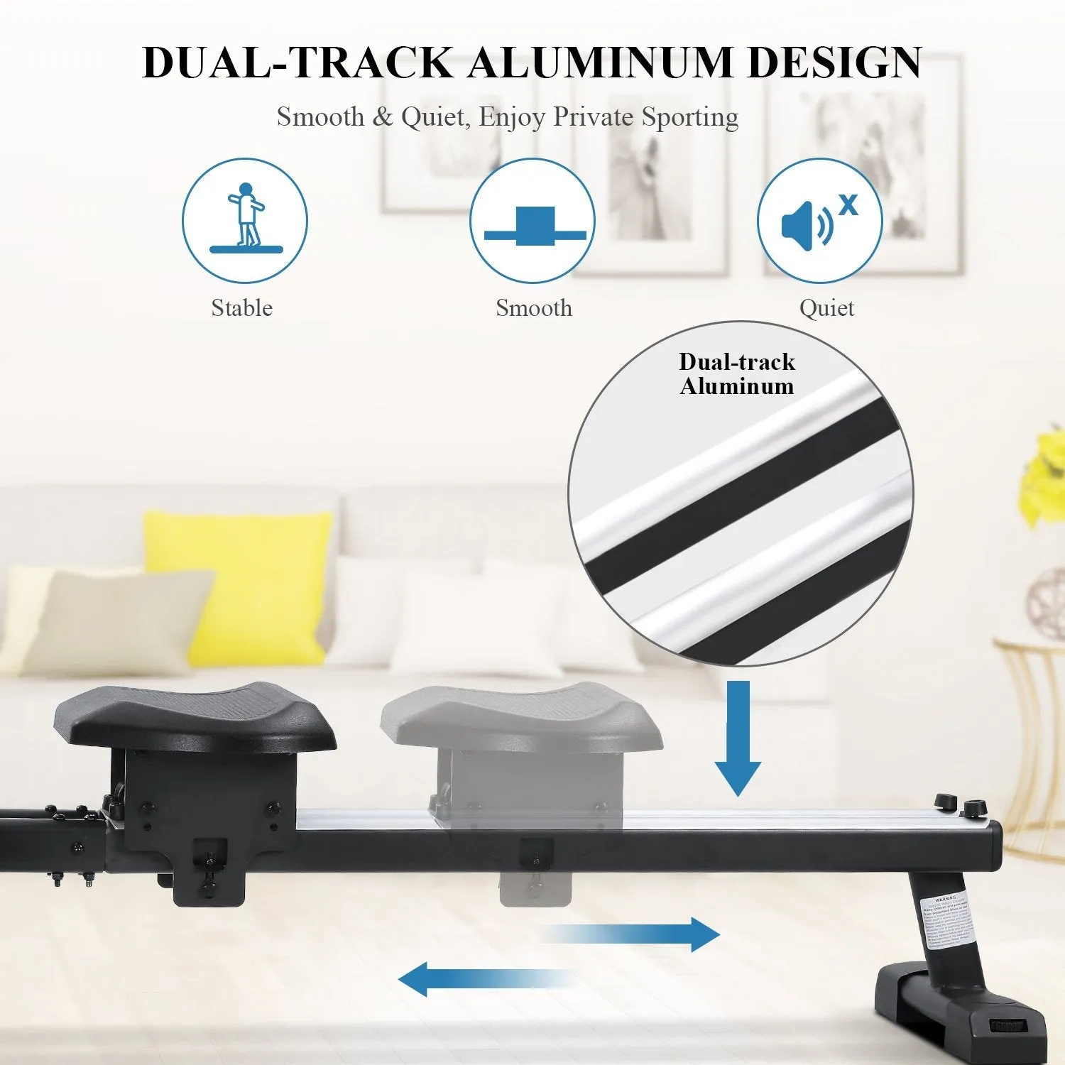 Water Rowing Machine for Home Use, Portable Double Track Water Resistance