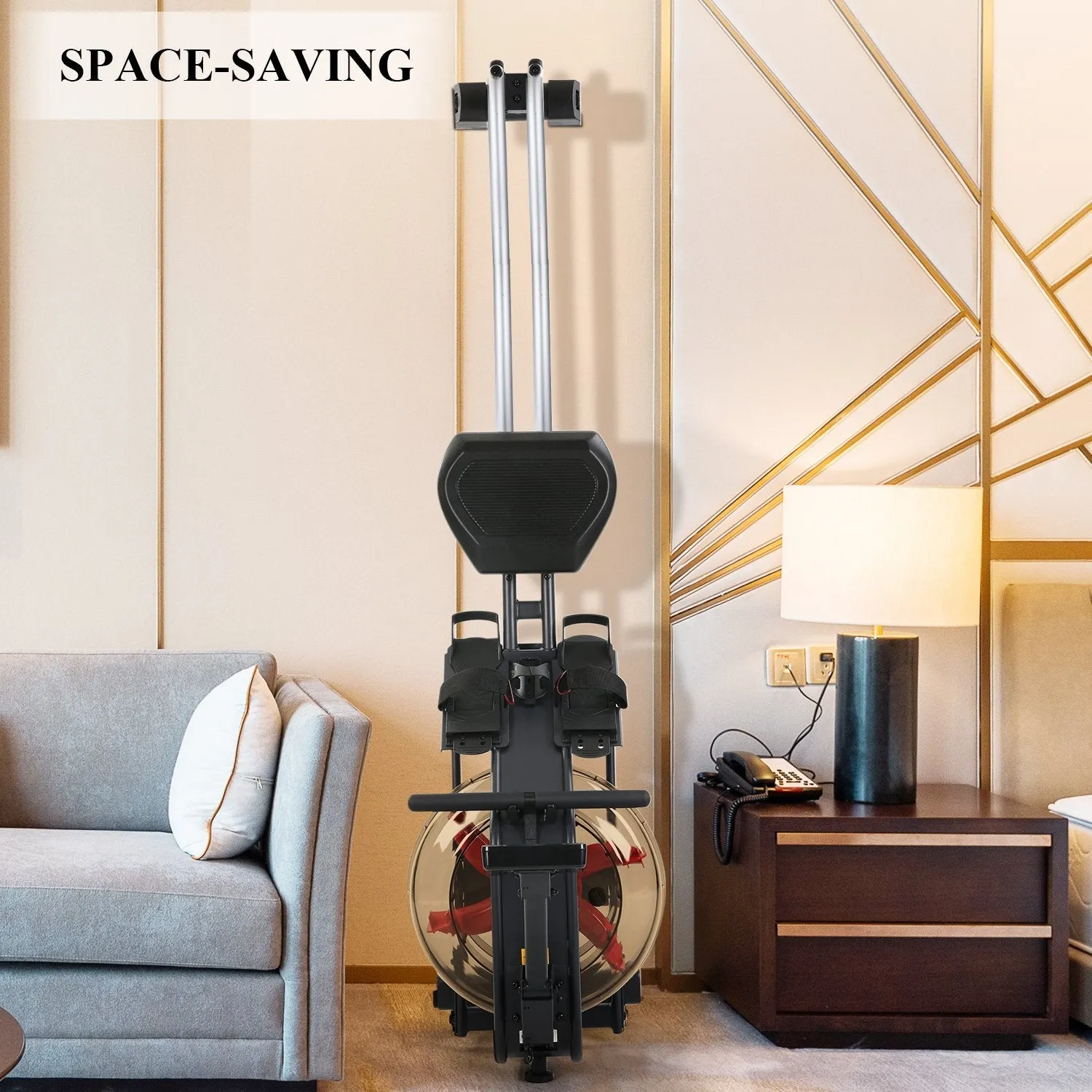 Water Rowing Machine for Home Use, Portable Double Track Water Resistance