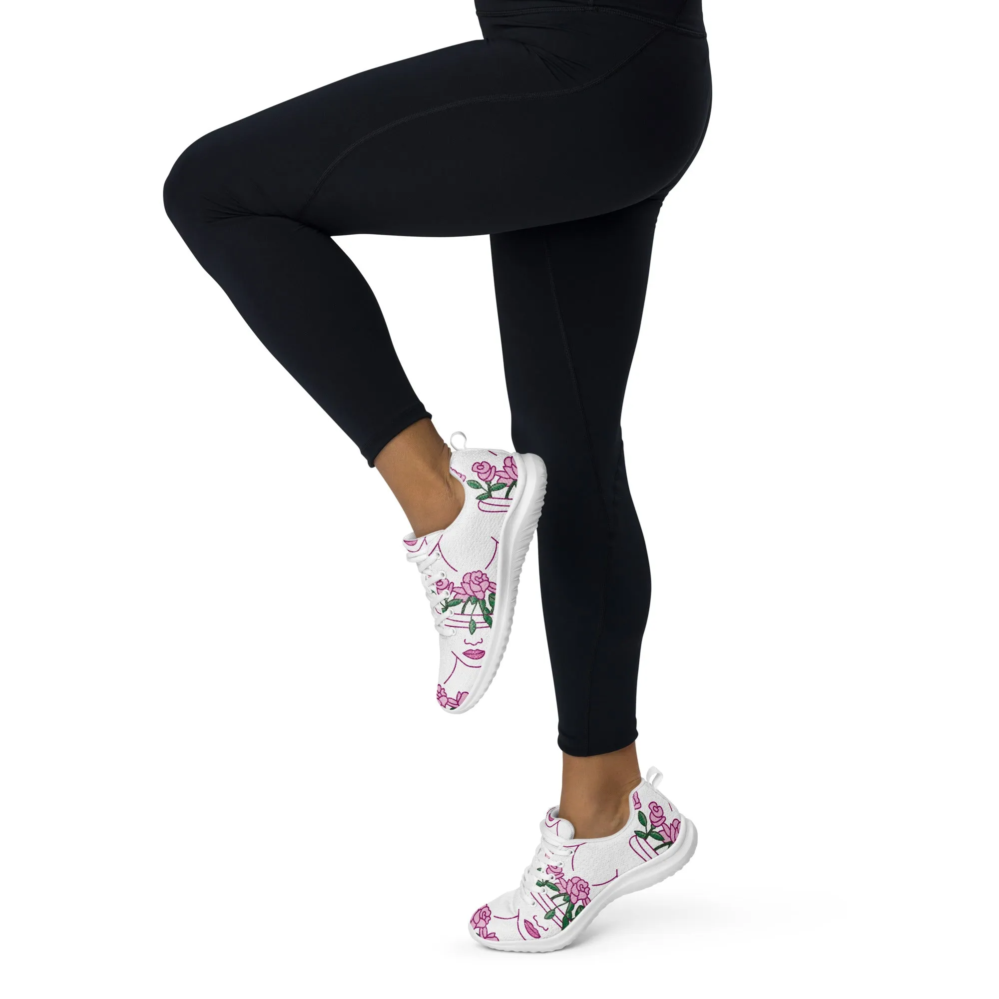 Women’s athletic sneaker with Abstract Pink Face Pattern- Megan